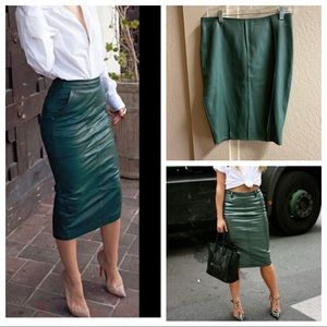 As of DF green leather and silk skirt